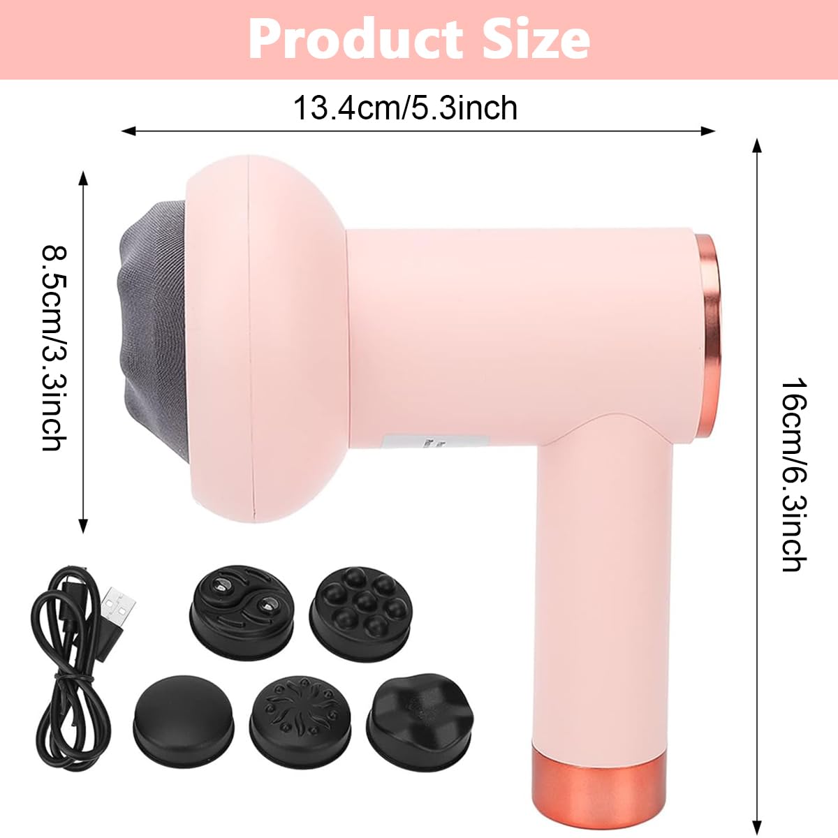 HANNEA Body Massager for Neck Back and Legs with 6 Gear Adjustment & 5 Heads | Rechargeable Portable Design