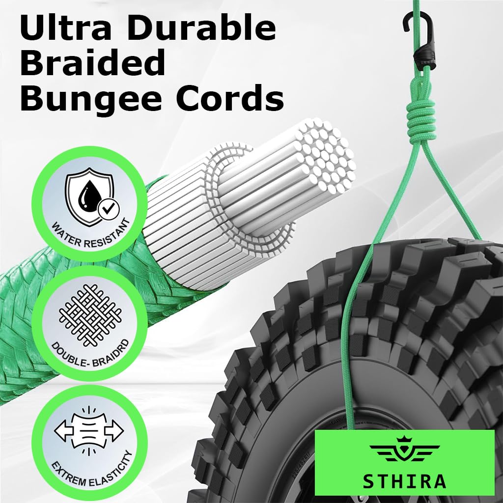 STHIRA Bungee Cord Set for Bike Luggage with Dual Hooks and 29Pcs Assorted Ropes | Travel & Camping
