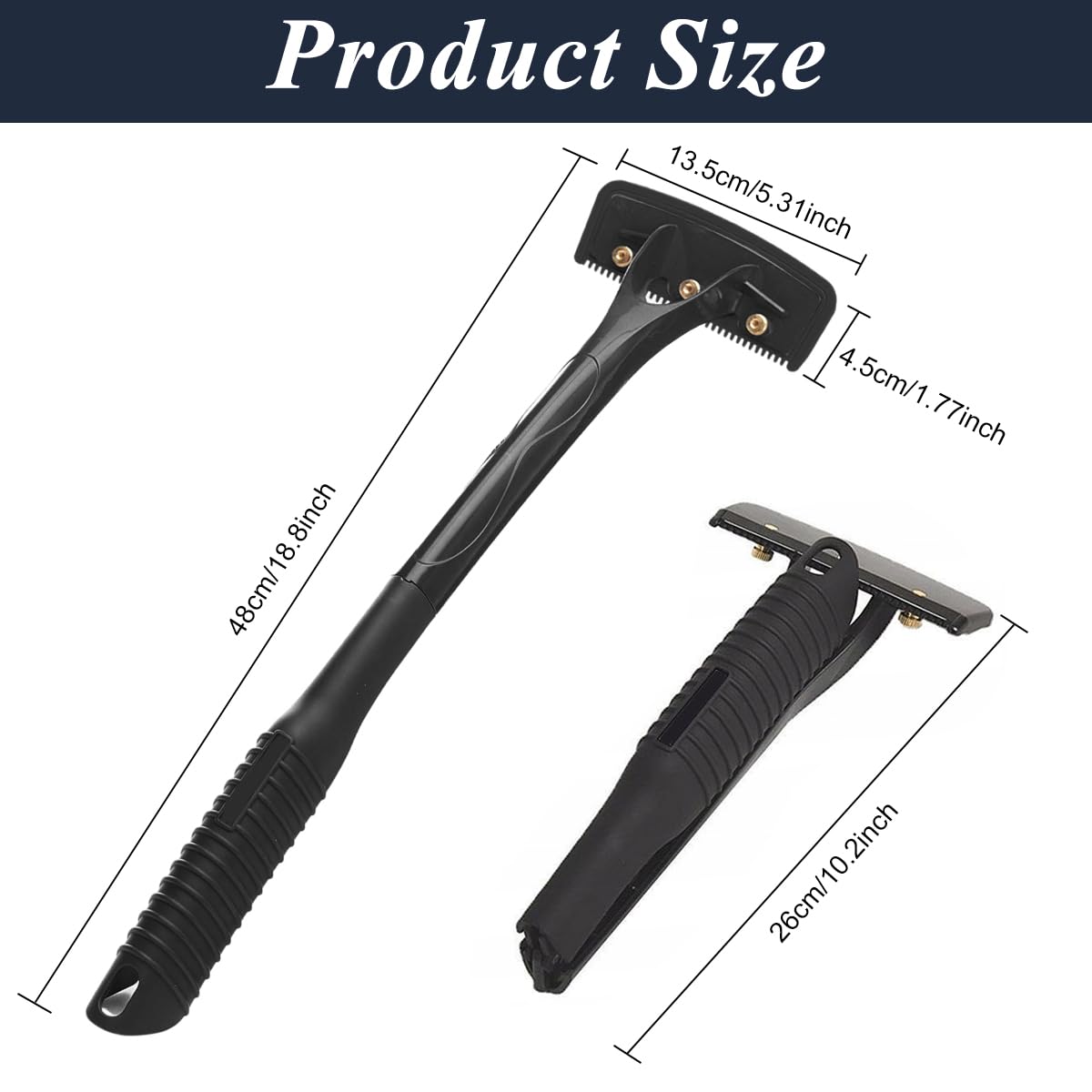 MAYCREATE Back Shaver for Men with 18.3 in Foldable Handle and Screw-Fixed Head | 5 Blades Included