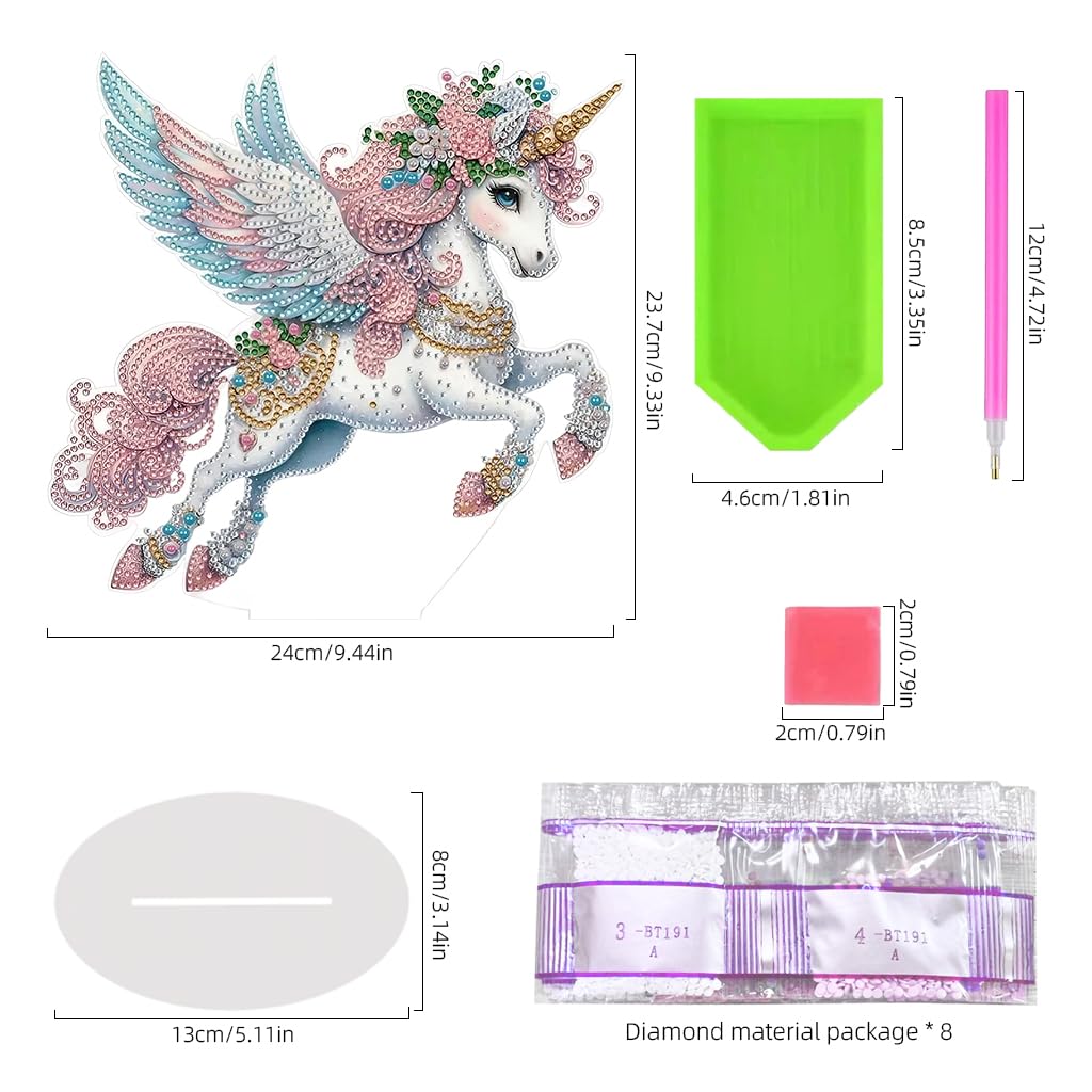 HASTHIP® DIY 5D Diamond Painting Art Material Kit 9.3 Inches Dreamy Unicorn 5D Diamond Painting Art Desk Decoration with Tools and Color Gem, Starter Friendly DIY 5D Diamond Painting Art Kit