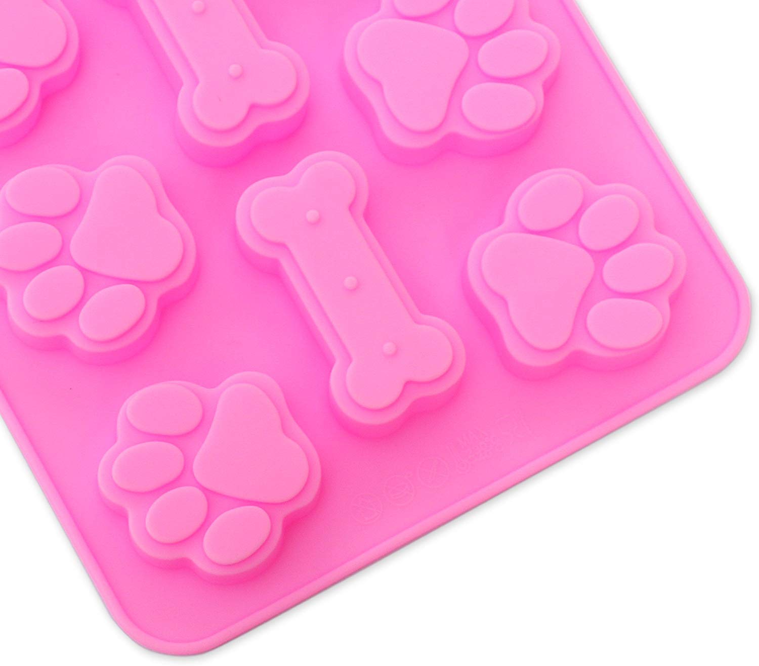 HASTHIP 3 Pieces Silicone Molds Puppy Dog Paw & Bone Shaped 2 in 1, 8-Cavity, Reusable Ice Candy Trays Chocolate Cookies Baking Pans