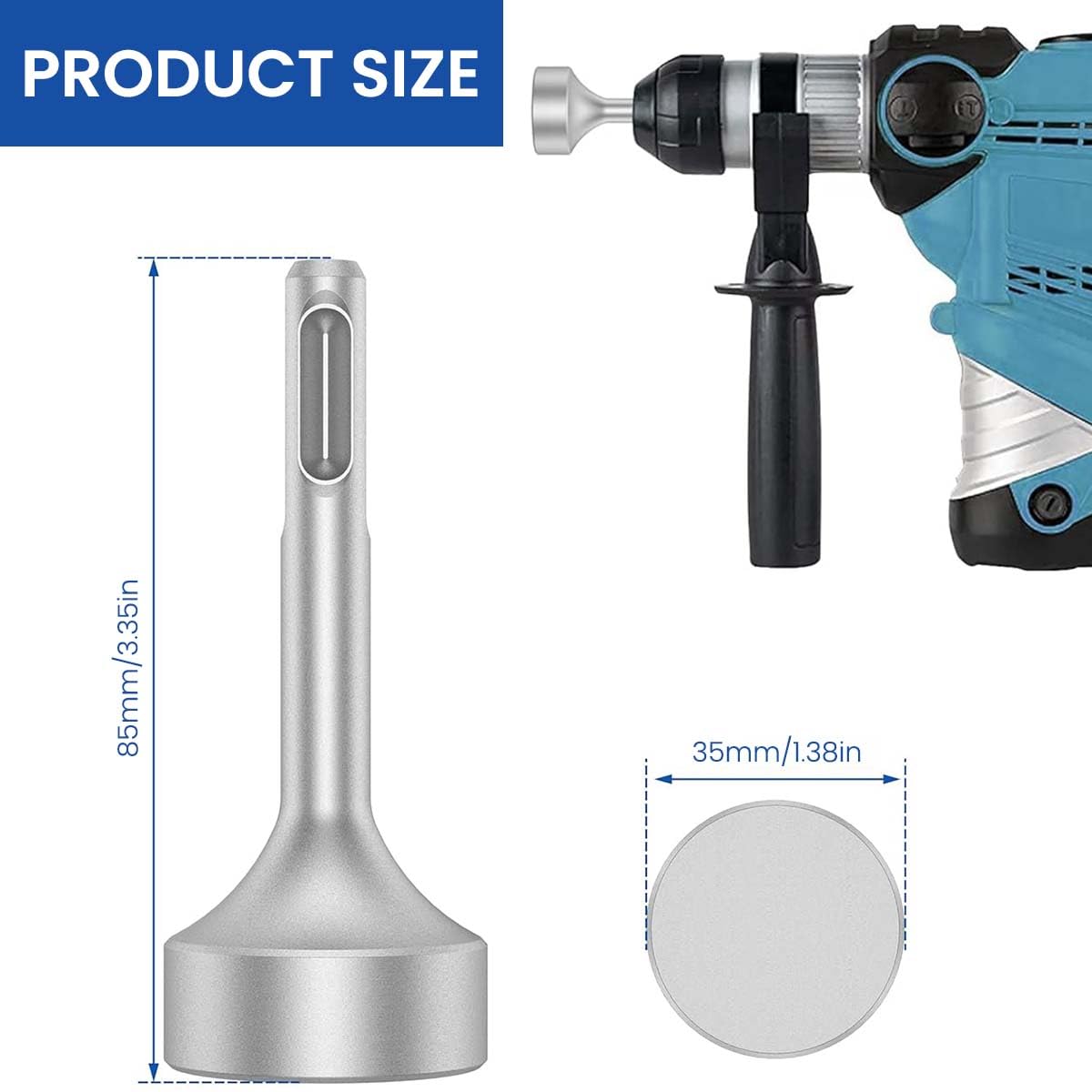 Serplex Metal Hammer Attachment for Impact Drivers with 3.5cm Plate & 1/4'' Hex Shank | Steel Construction