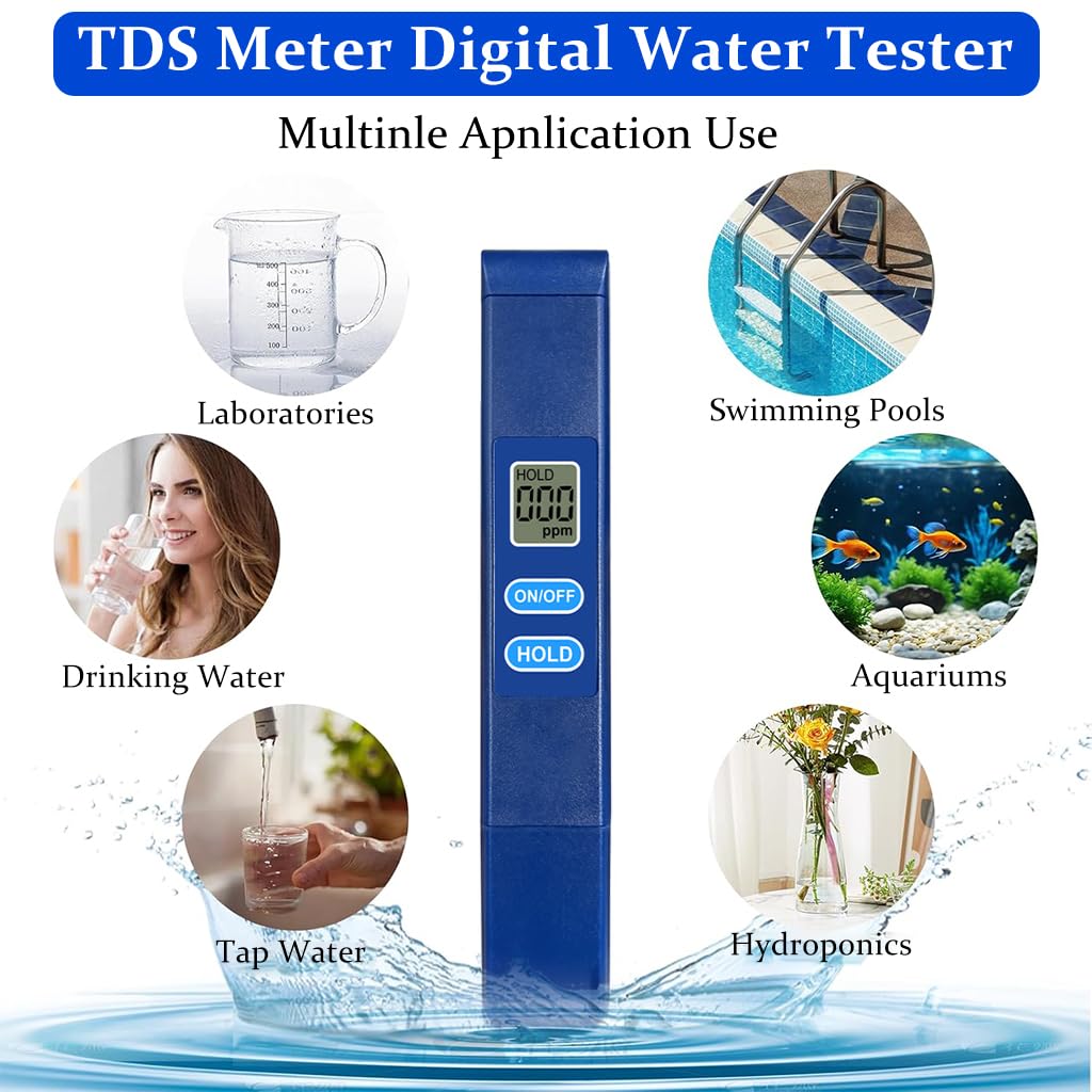 HASTHIP TDS Meter for Pool and Drinking Water with 0-9990ppm LCD Display and Alloy Probes