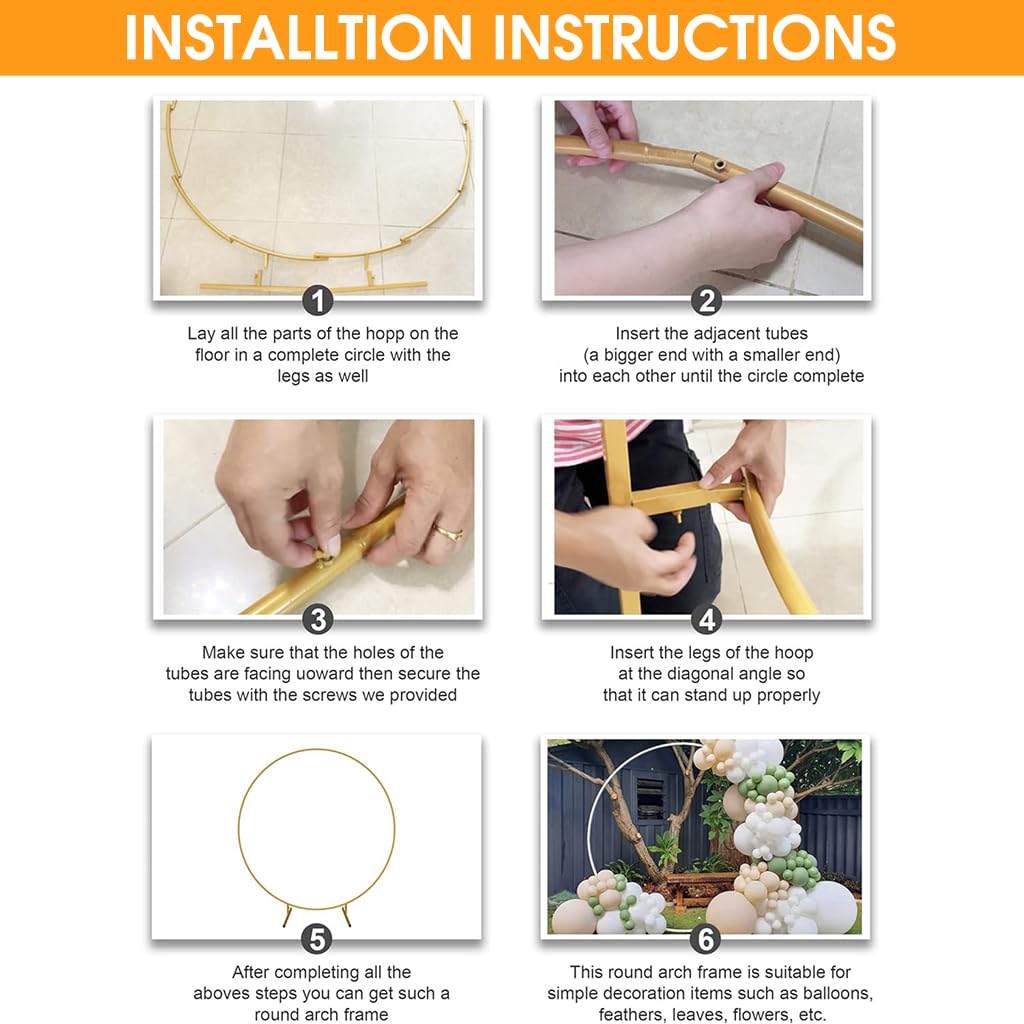 HASTHIP Balloon Arch Stand for Wedding and Party Decor featuring 6.56ft Frame | Gold Steel Backdrop