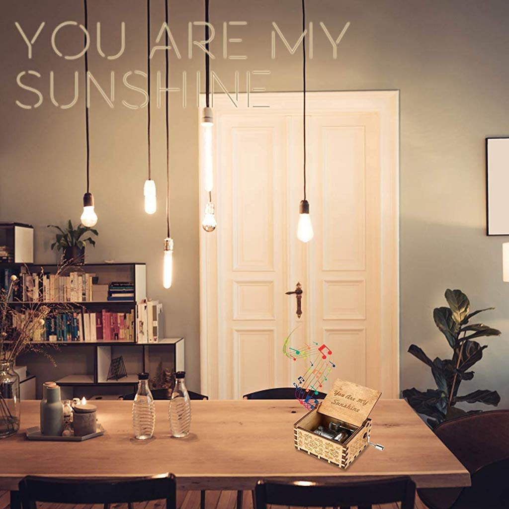 PATPAT Music Box for Birthday Gifts featuring Hand Crank and Wooden Craft 42×52×64mm | You Are My Sunshine