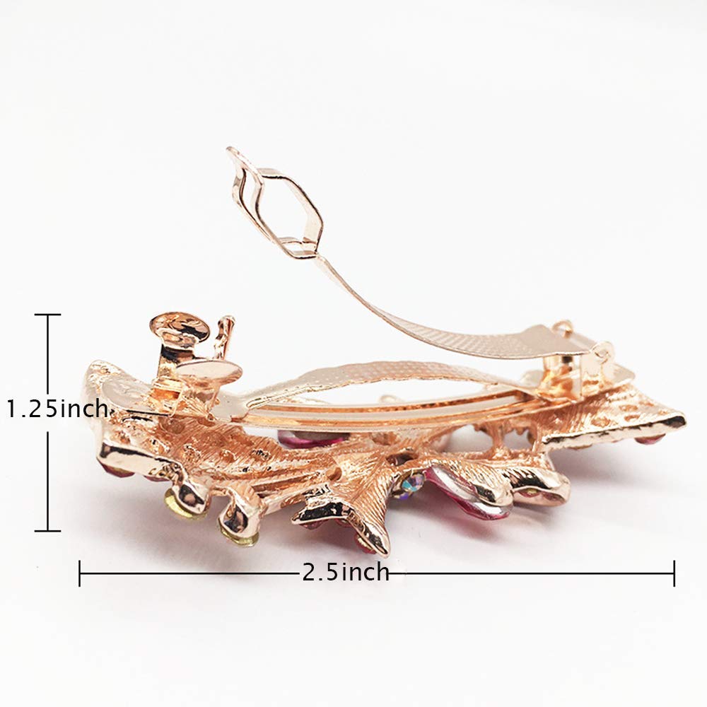 MAYCREATE Hair Clips for Women with Rhinestone Flower Design 3 Pcs 6.5×2.5 cm | Alloy Barrettes for Girls