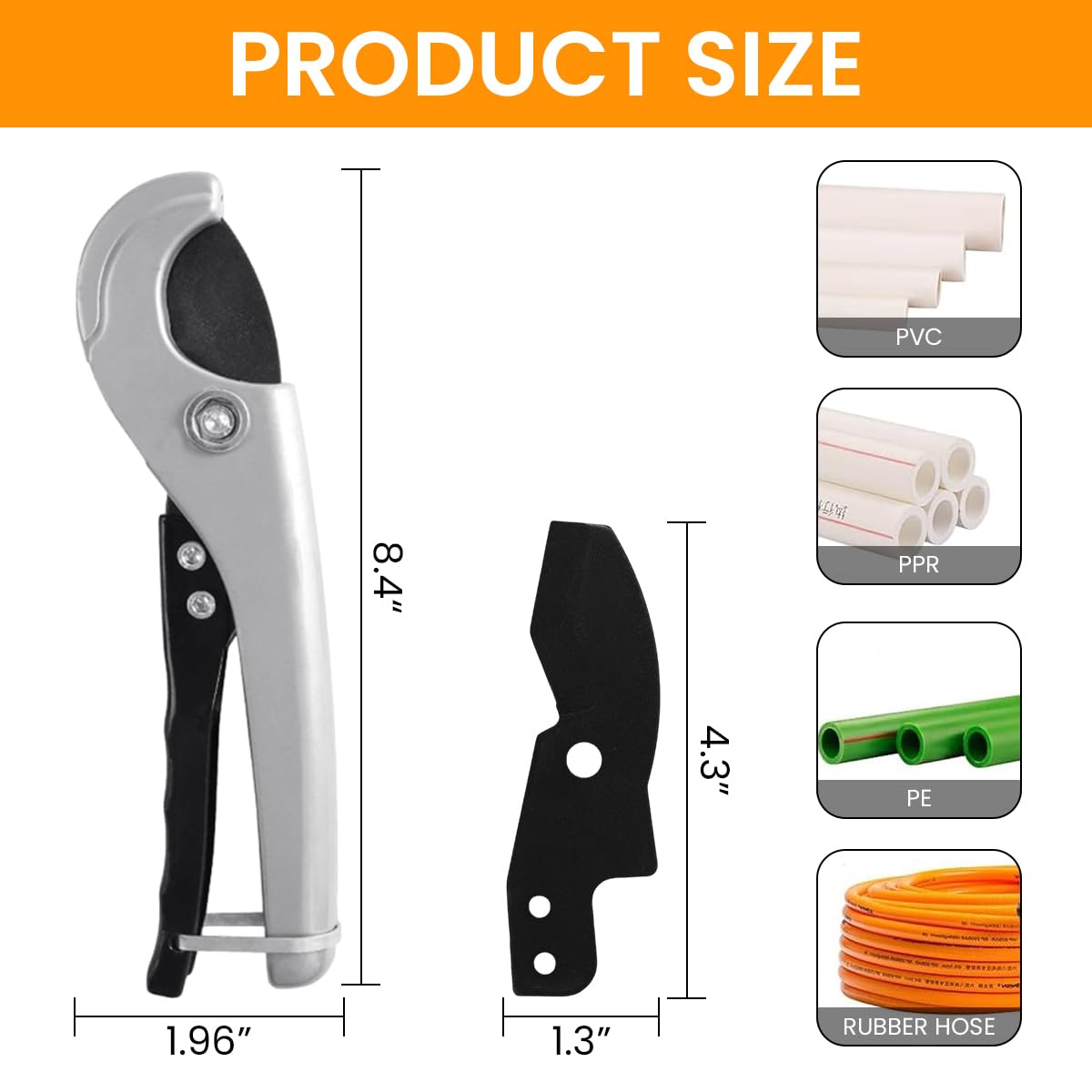 Serplex PVC Pipe Cutter for 1/8''–1'' Tubes with SK5 Steel Blade and Safety Lock Design