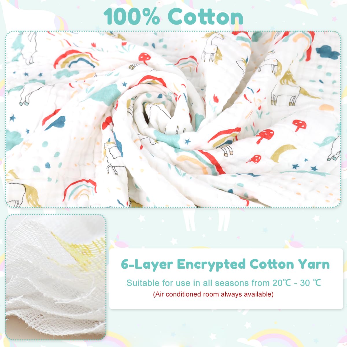 SNOWIE SOFT Muslin Towel for Newborn Baby with Cute Cartoon Design 90x90cm | Ultra Soft Cotton Swaddle and Bath Wrap