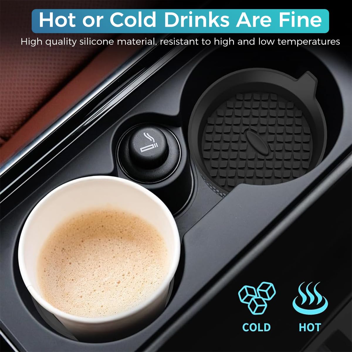 STHIRA® 4Pcs Car Coasters Silicone Non-Slip Recessed Car Cup Holder Insert Mats Cup Holder for Car Universal Quality Car Accessories Interior Protects Against Spills and Dust Ideal for All Vehicles