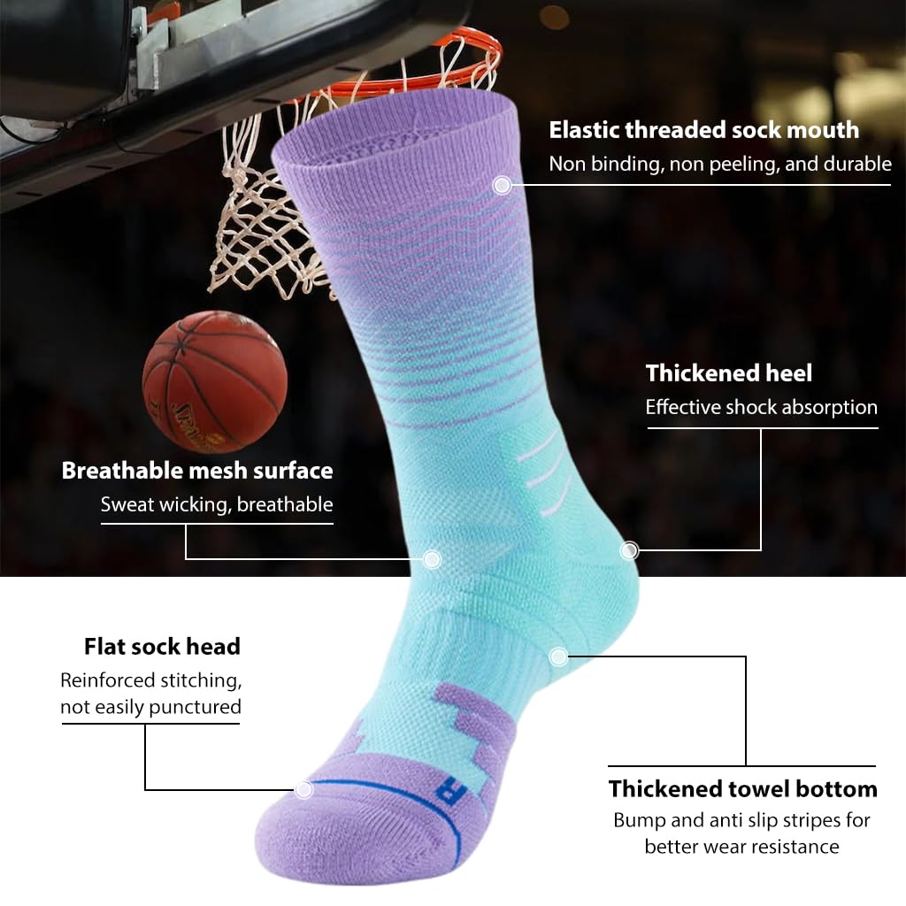 Proberos® 1 Pair Basketball Socks for Men, Cotton Socks Sports Socks, Over The Anklet Socks Crew Socks Terry-Cloth Sole Socks, Comfortable Athletic Socks for Men and Women Running&Training