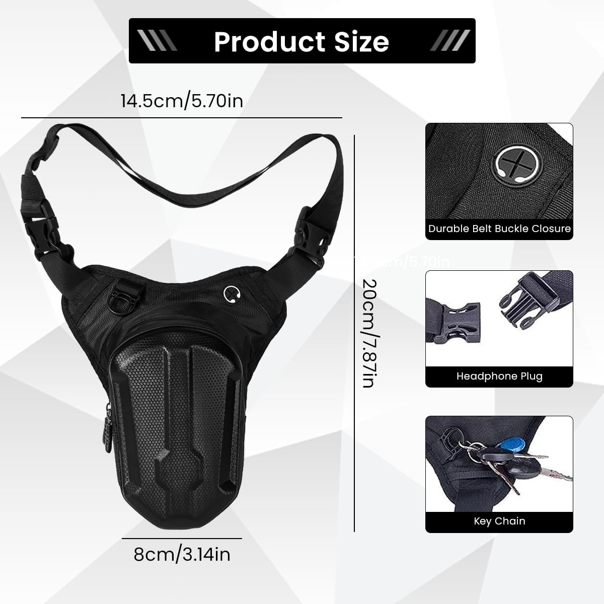 Venzina Waist Bag for Men with Quick Release Buckle featuring 20×14.5×8cm Hard Shell | EVA Polyester Outdoor Travel
