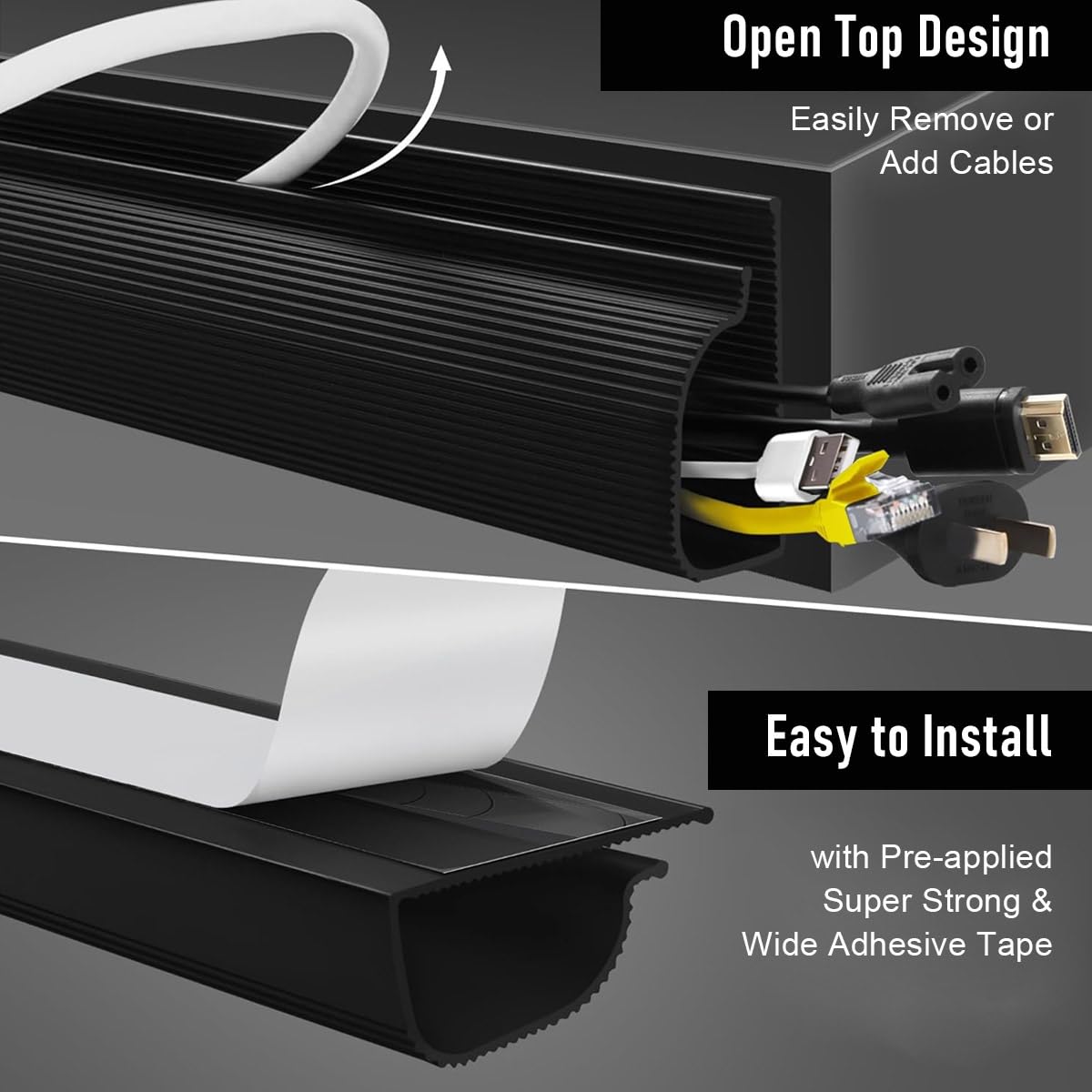 HASTHIP Cable Management Clip Set for Home and Office with 32 Pieces & Self-Adhesive Holders