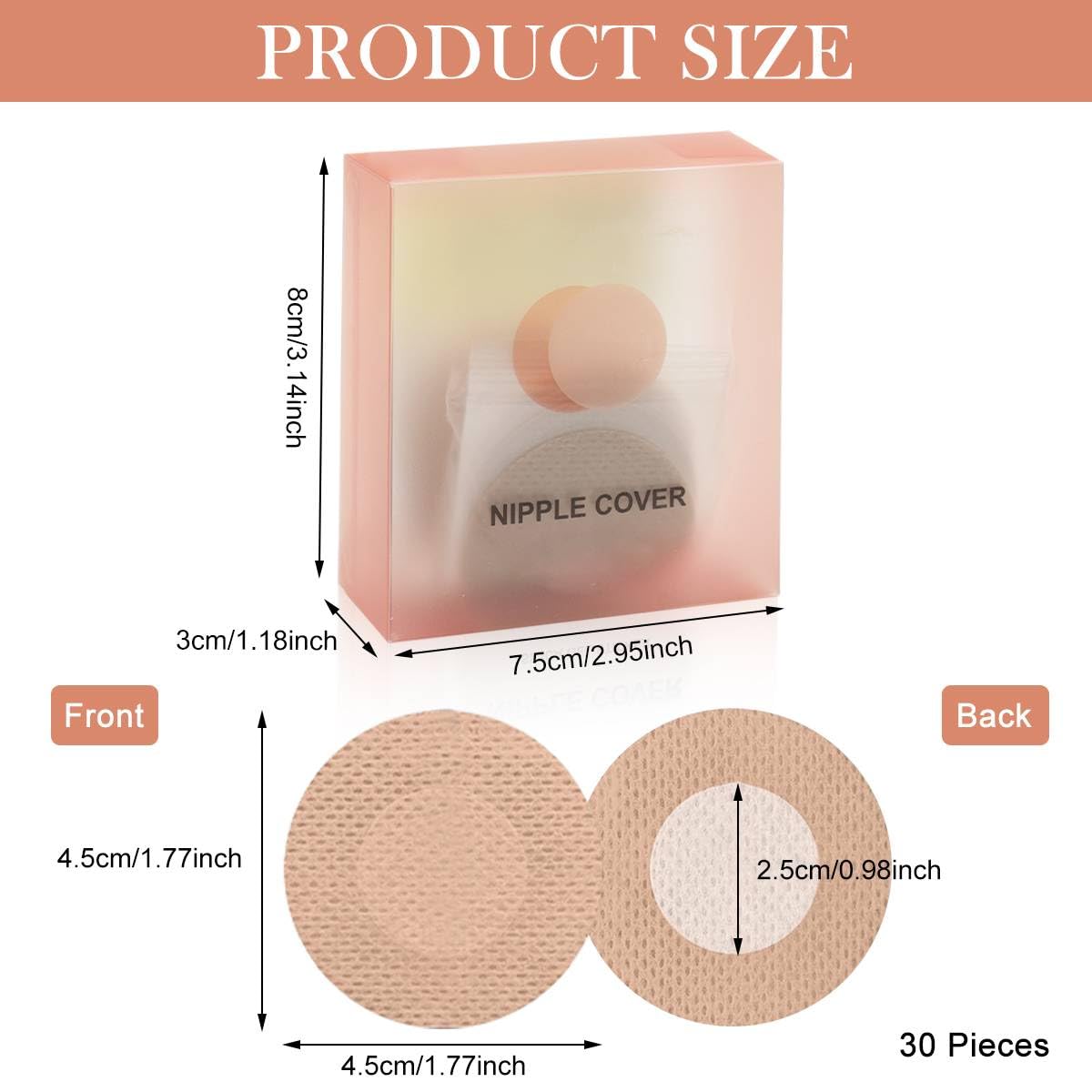 HANNEA® 30-Count, Nude Nipple Covers for Men, Non-woven Adhesive Nipple Covers, Invisible Stick-On Nipple Pads for Runners, Prevents Chafing and Irritation