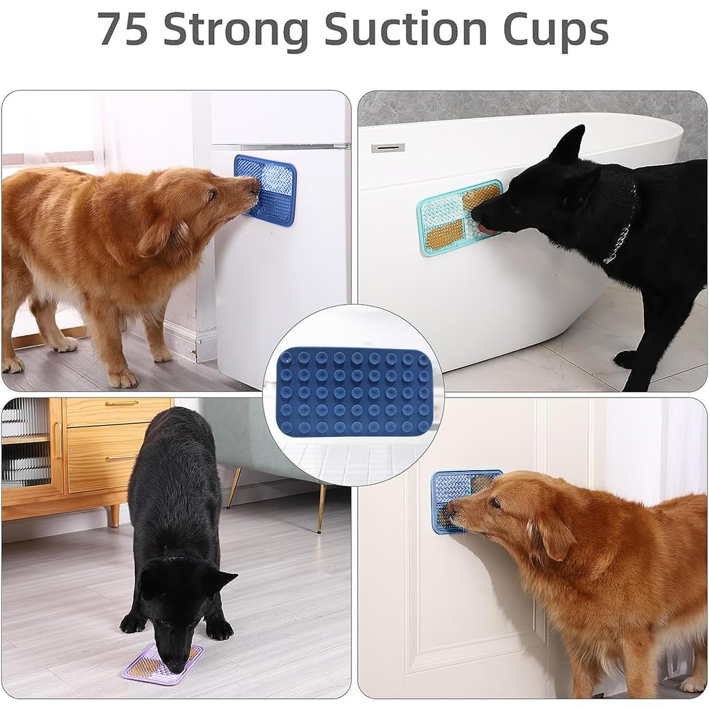 Qpets Lick Pad for Dogs and Cats with 4 Pattern Design and 9x5 in Size | Food Grade Silicone Slow Feeding Mat