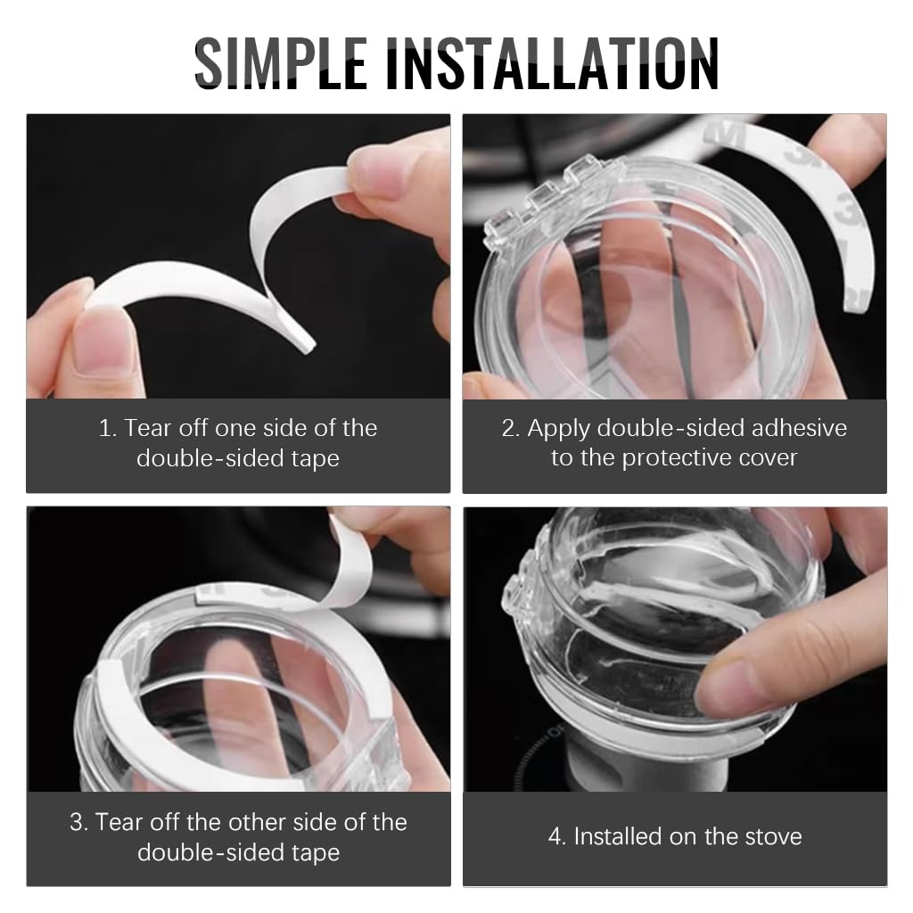 SNOWIE SOFT Gas Stove Knob Covers for Baby Proofing 5Pcs with Snap-on Lid | Transparent Child Safety Guards