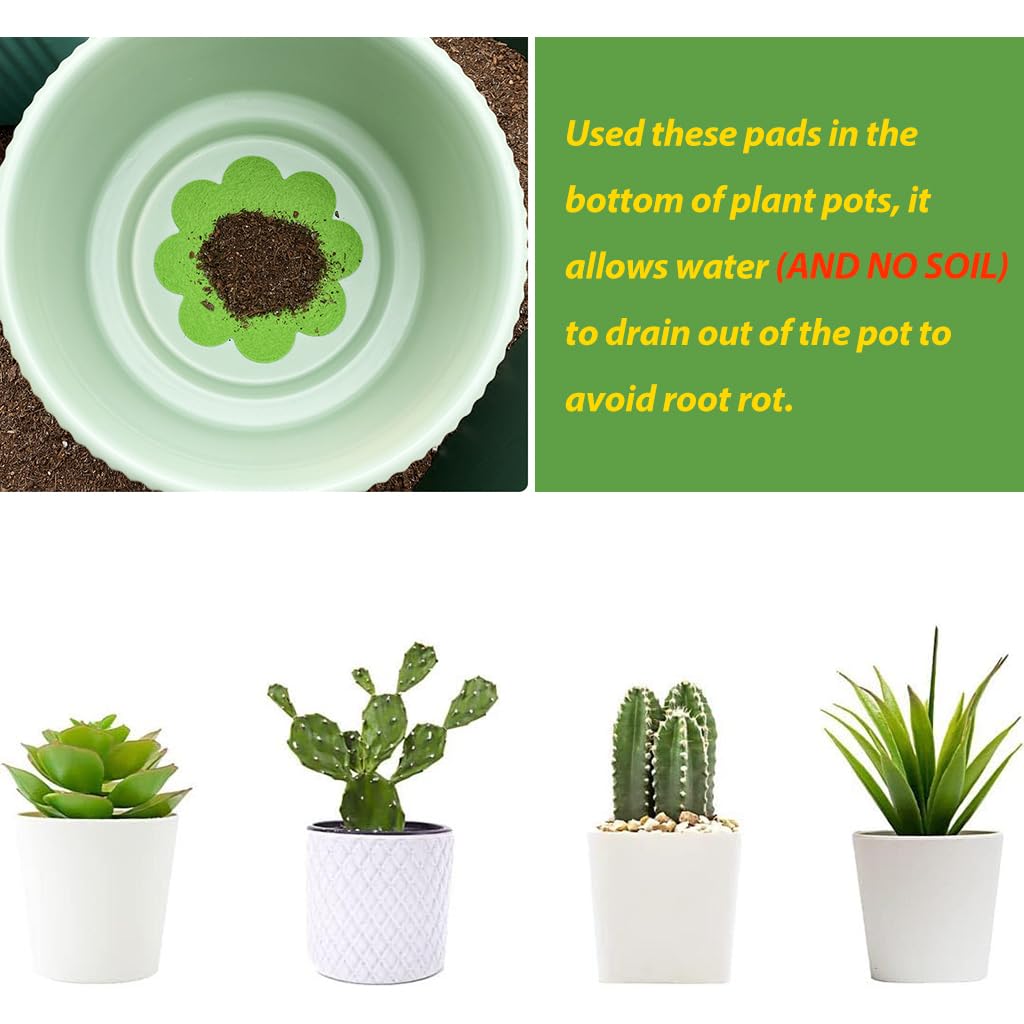 HASTHIP Pot Drainage Barriers for Flower Pots featuring Breathable Fabric 50pcs 2.95in | Colorful Flower-Shaped Liners