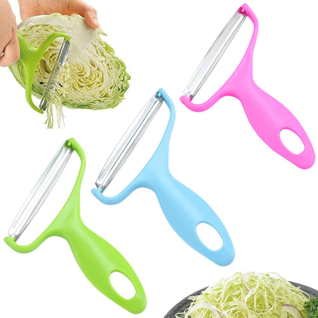 ZIBUYU Fruit and Vegetable Peeler Set for Potatoes and Carrots with Ergonomic Handle | 3 Pack Stainless Steel Kitchen Tools