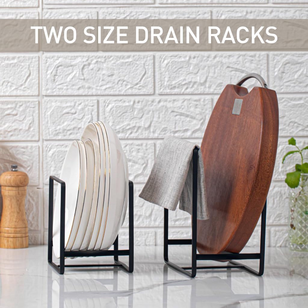 ZIBUYU® 2Pcs Kitchen Dish Drying Rack Metal Drain Rack for Dishes Plates Stand Dish Organizer Holder Minimalism Countertop Kitchen Dish Drain Rack