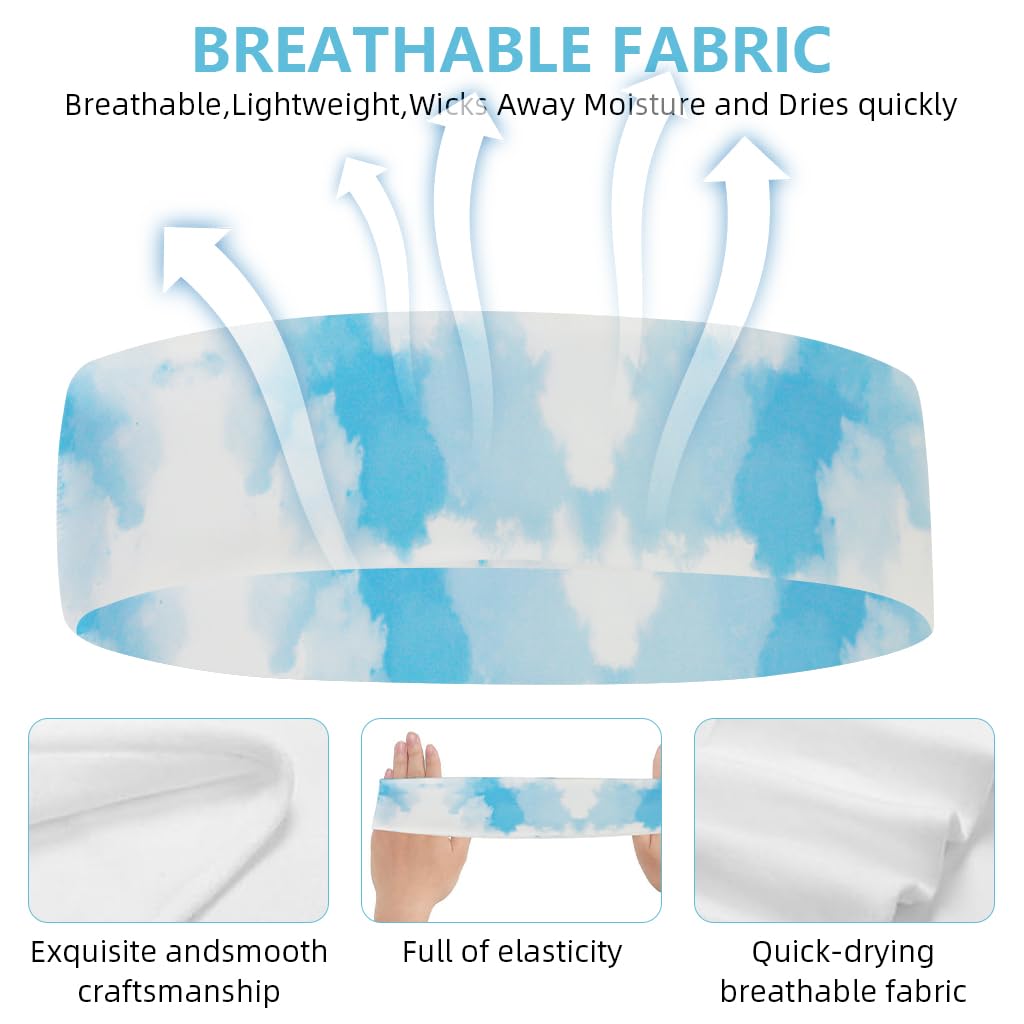 Proberos Headband for Yoga and Running with Quick-Dry Sweat-Wicking Fabric | Gradient Blue Style