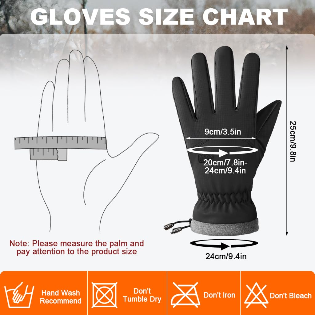PROBEROS Winter Gloves for Men featuring Windproof Exterior and Anti Slip Grip | Plush Liner Warmth