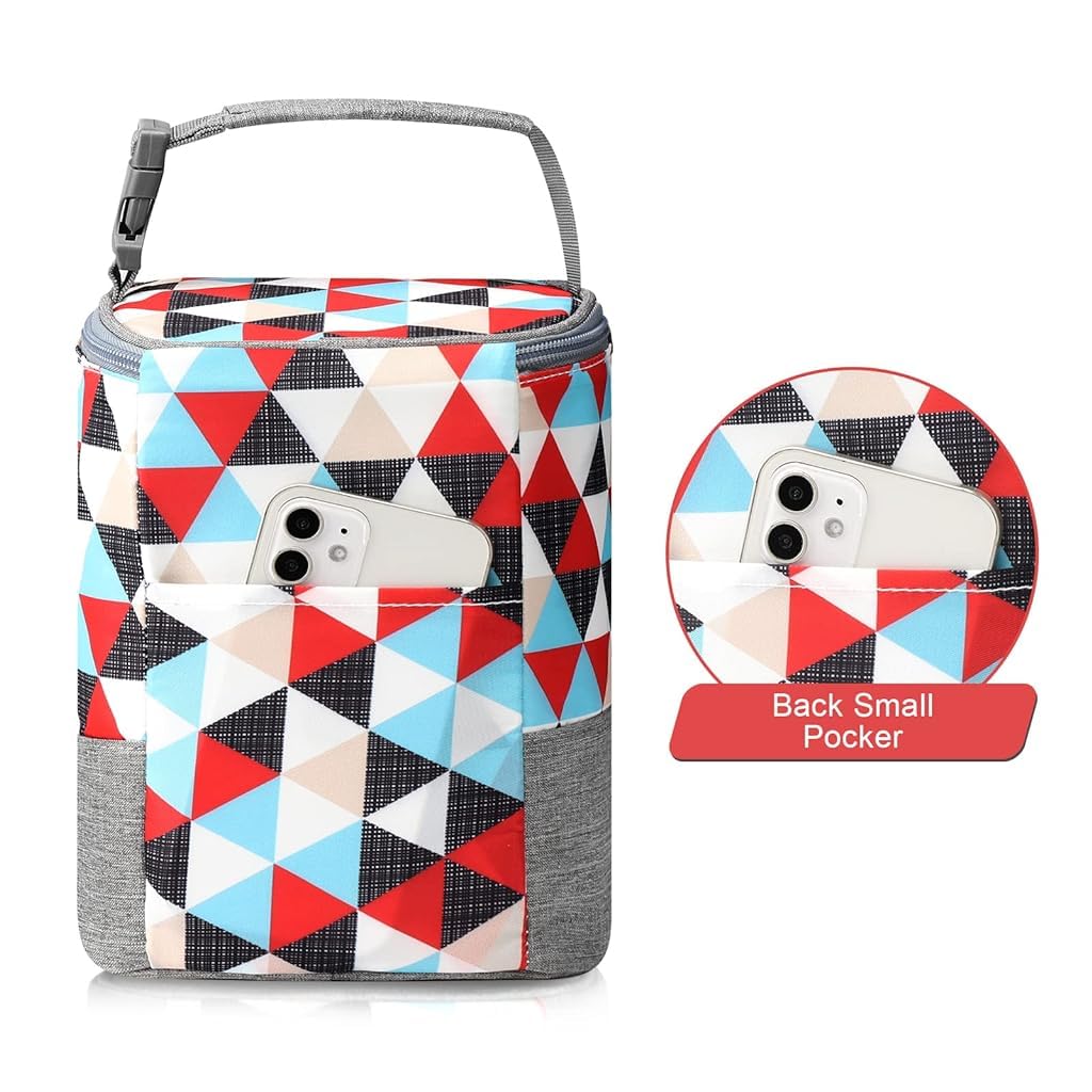 SNOWIE SOFT® Baby Bottle Insulated Bag Fashion Print Baby Bottle Storage Tote Bag for 4 Baby Bottles (8 Oz) Baby Bottle Warmer Cooler Bag Portable Food Storage Bag Pouch