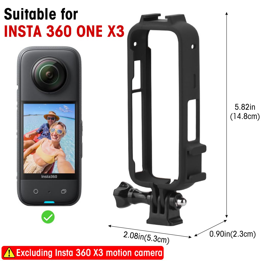 ZORBES Frame Case for Insta360 One X3 Anti-Scratch Plastic Housing for Insta360 One X3 Protective Frame Case with Cold Shoe Interface Insta360 One X3 Accessories, No Insta360 One X3