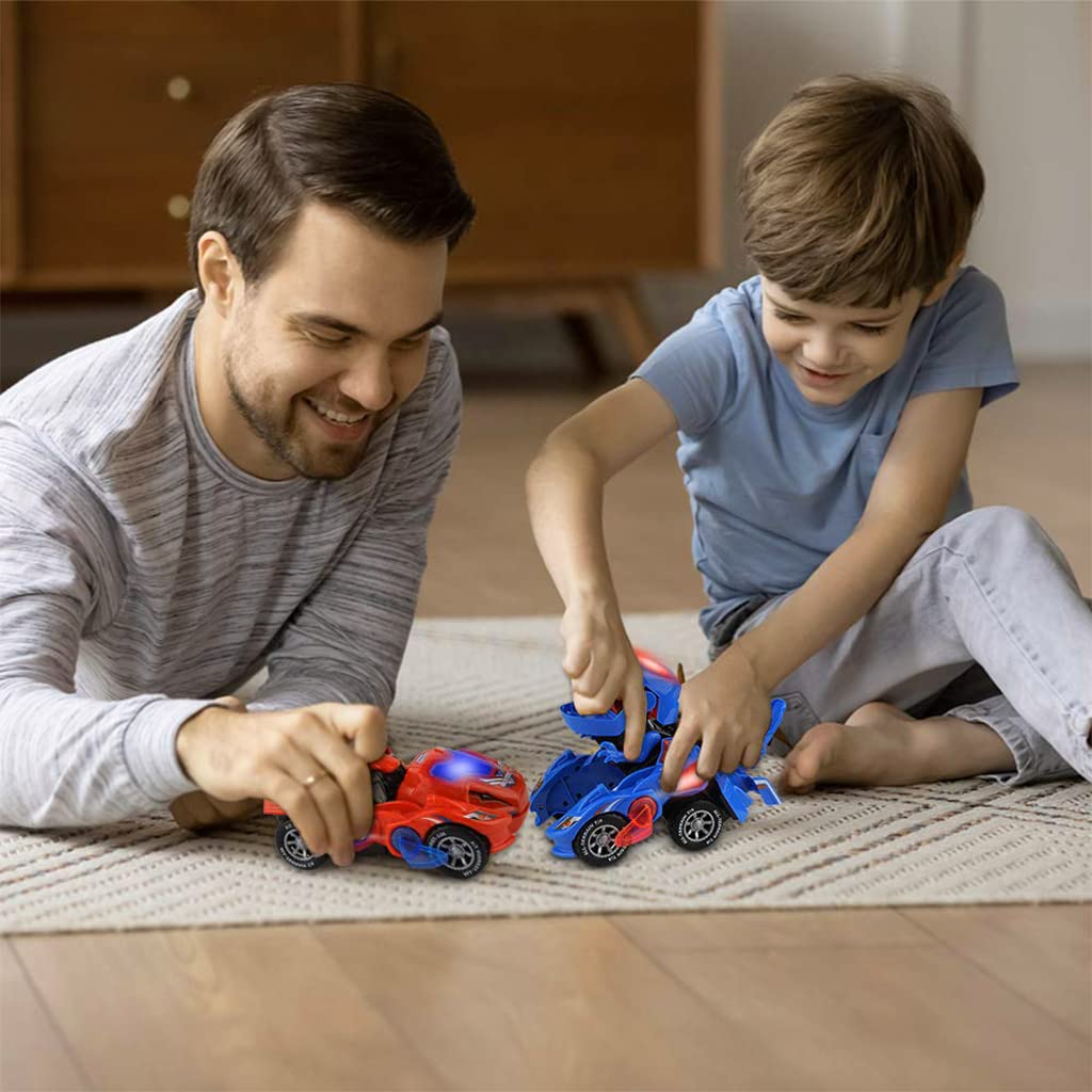 Qpets Dinosaur Car Toy for Kids with Sound and Flashing Light | Automatic Transforming Design