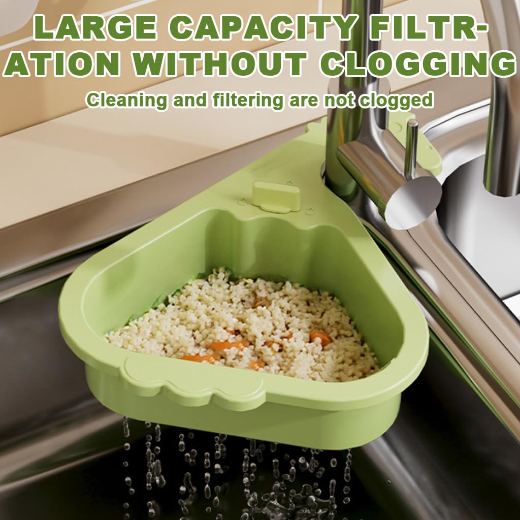 Supvox Sink Corner Rack for Kitchen Use featuring 3 in 1 Automatic Dumping Basket Green