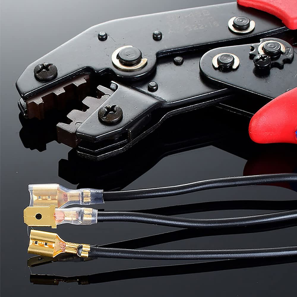 HASTHIP Wire Terminals Crimping Tool Kit with 600 Spade Connectors and Self Adjusting Ratcheting Pliers for AWG 22 16 Wiring Projects