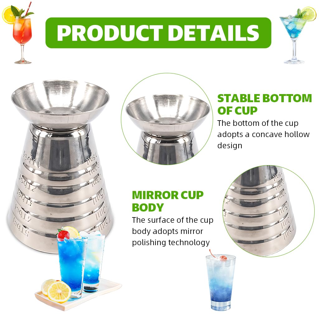 Supvox Stainless Steel Liquor Measuring Cup for Bar and Kitchen Use featuring Etched Scales 75ml | Stable Base for Precise Pouring