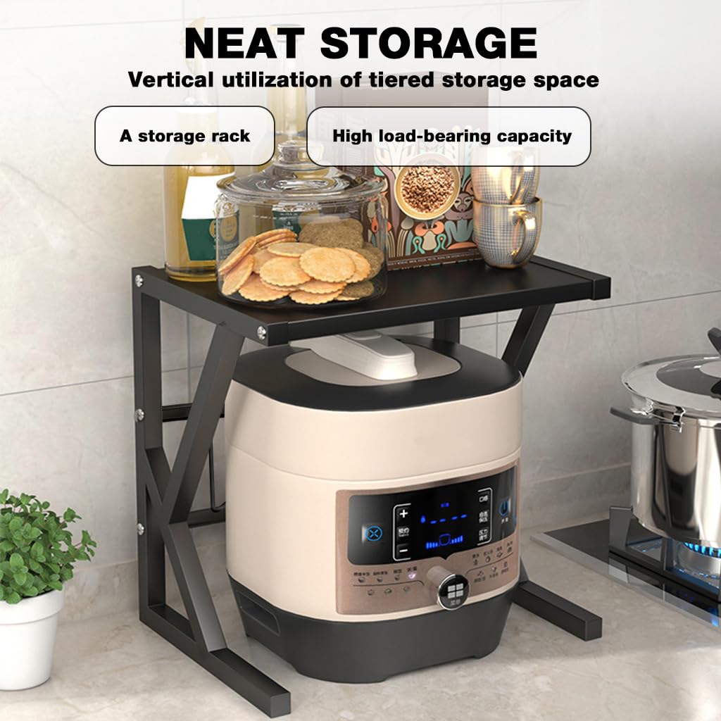 Supvox Kitchen Organizer Rack for Air Fryer Accessories featuring Double Layer Metal Shelf 43x34x44cm
