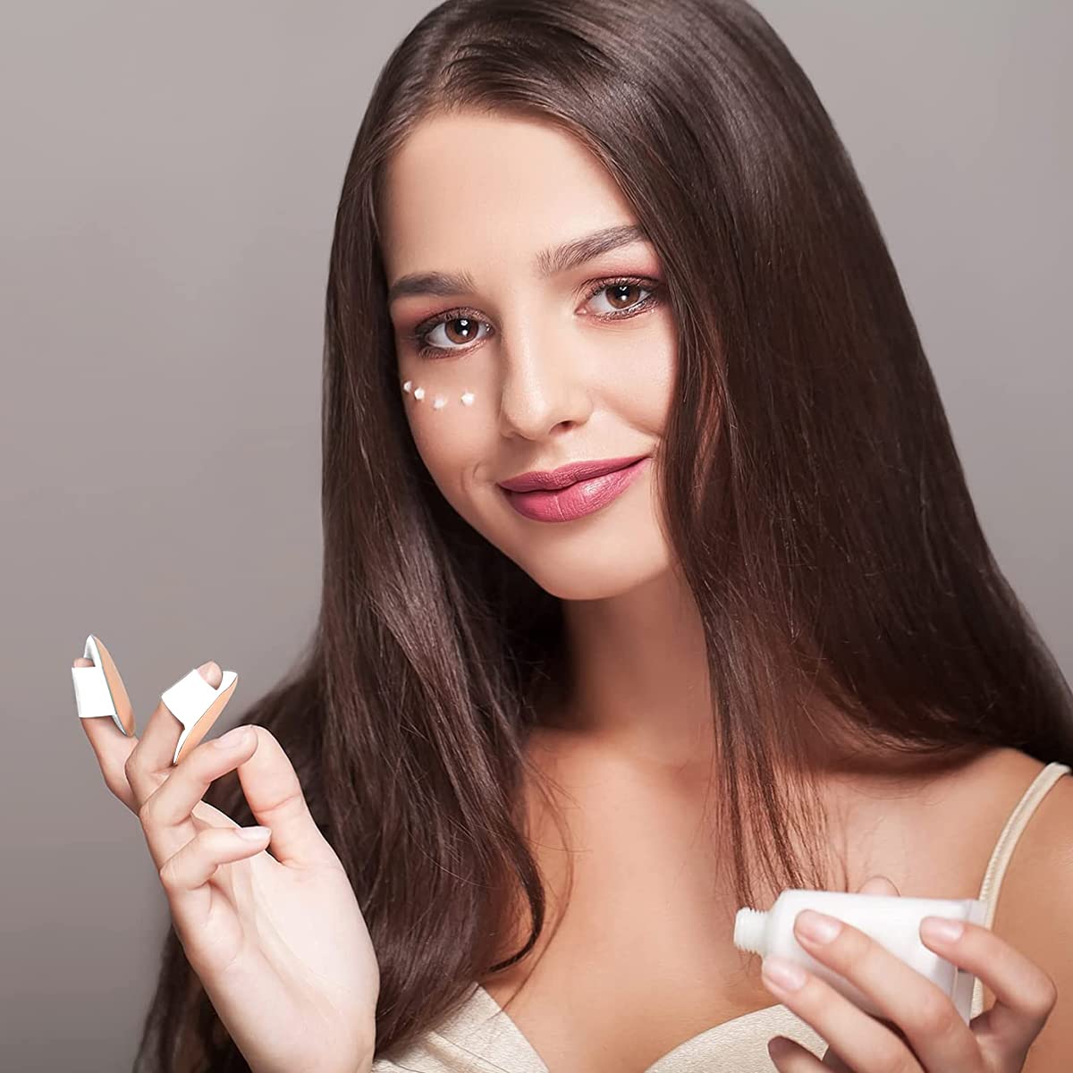 ELEPHANTBOAT Mini Finger Makeup Powder Puff 10pcs for Concealer with Ultra Soft Sponge | Wet and Dry Use