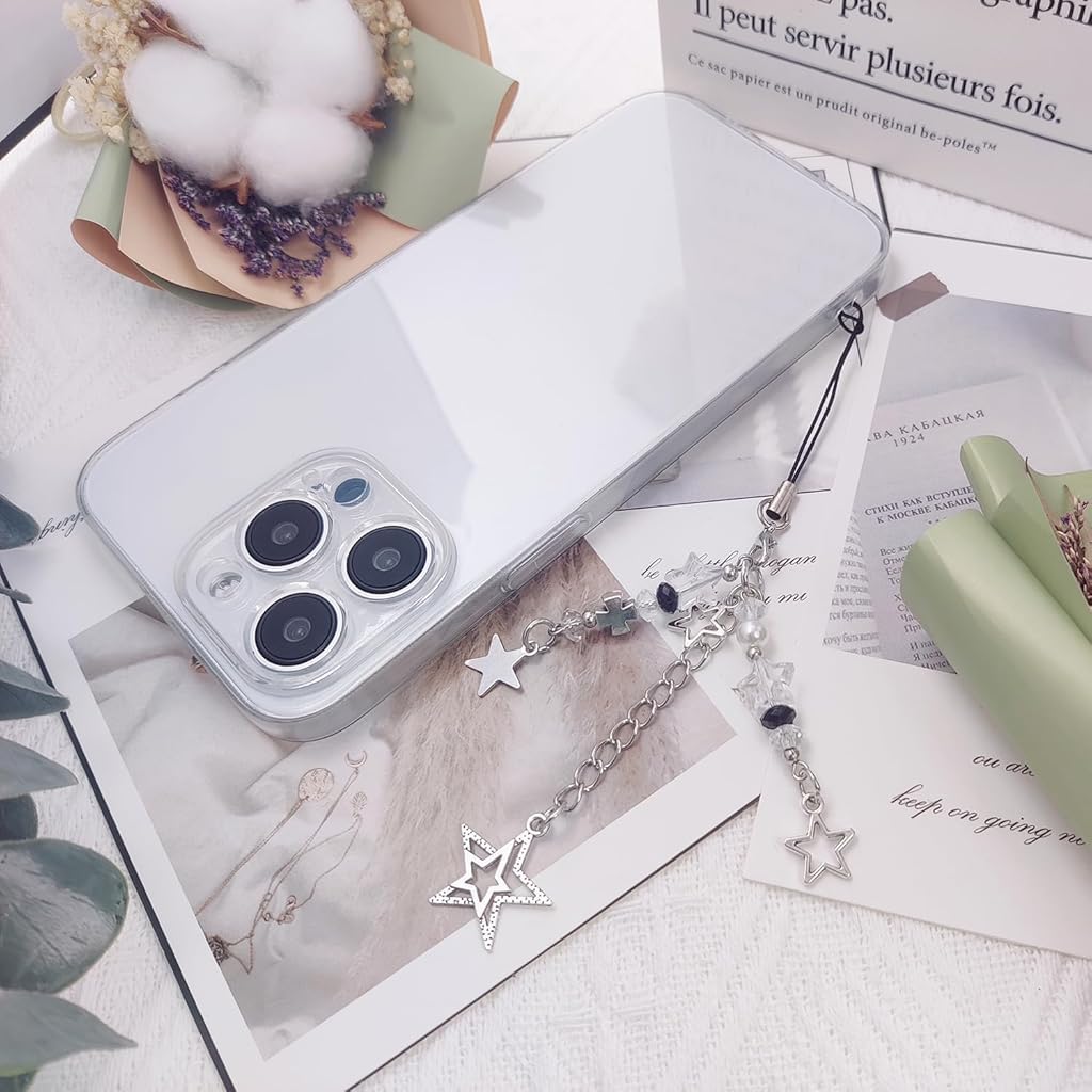 ZORBES Phone Charms Set for Girls with Hanging Loop Acrylic Metal Chain | 4Pcs Gift Accessory