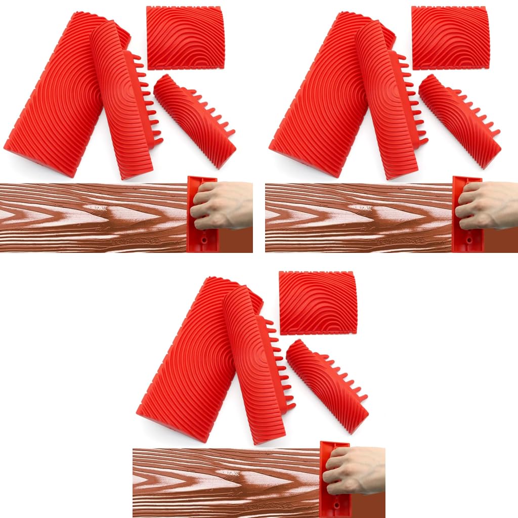 Serplex Wood Grain Roller Tools for Woodworking and Painting 12PCS PVC Pattern Comb