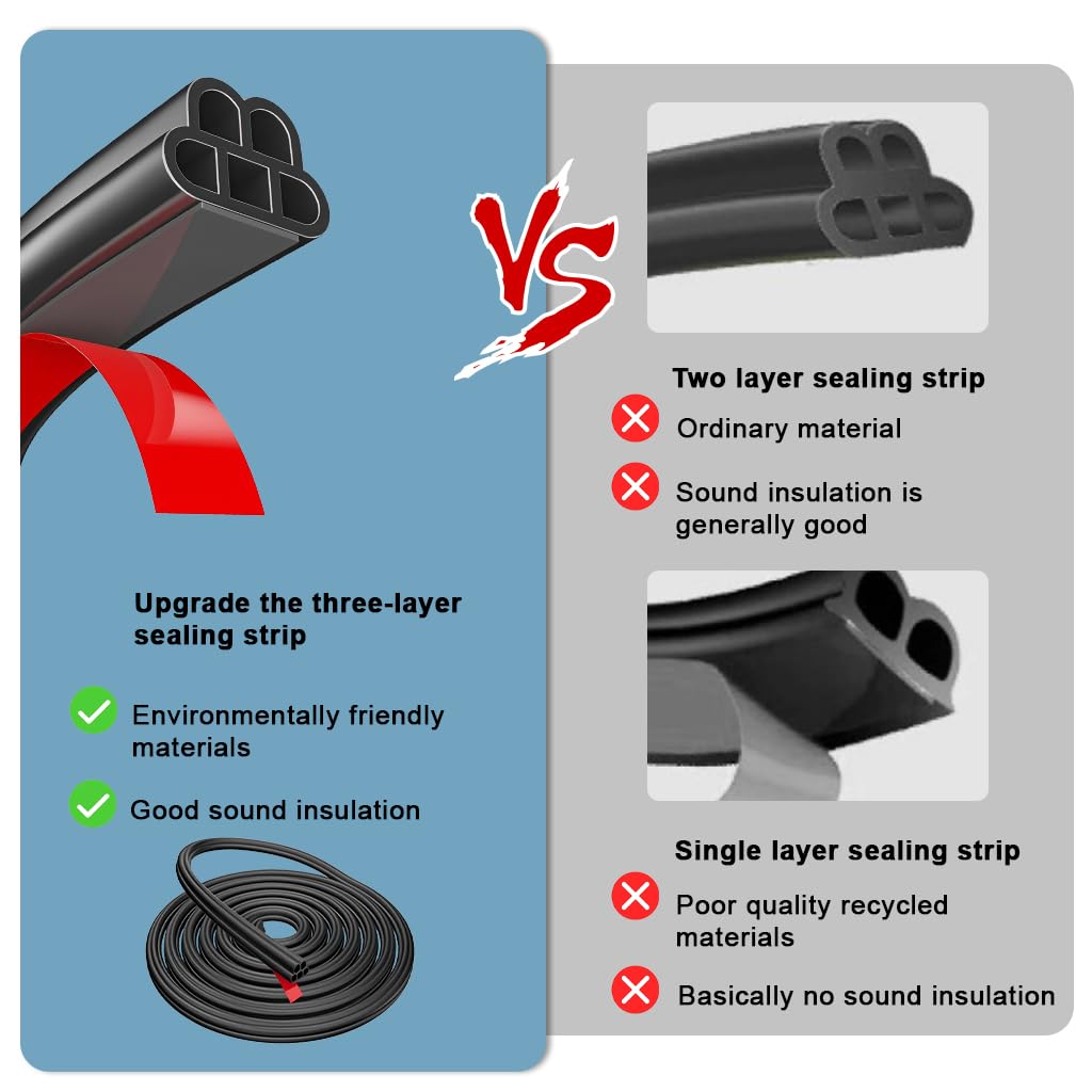 STHIRA Car Door Seal Strip for SUV and Truck featuring Dual Layer Cushioning | 52.5Ft Rubber Weatherproof Trim