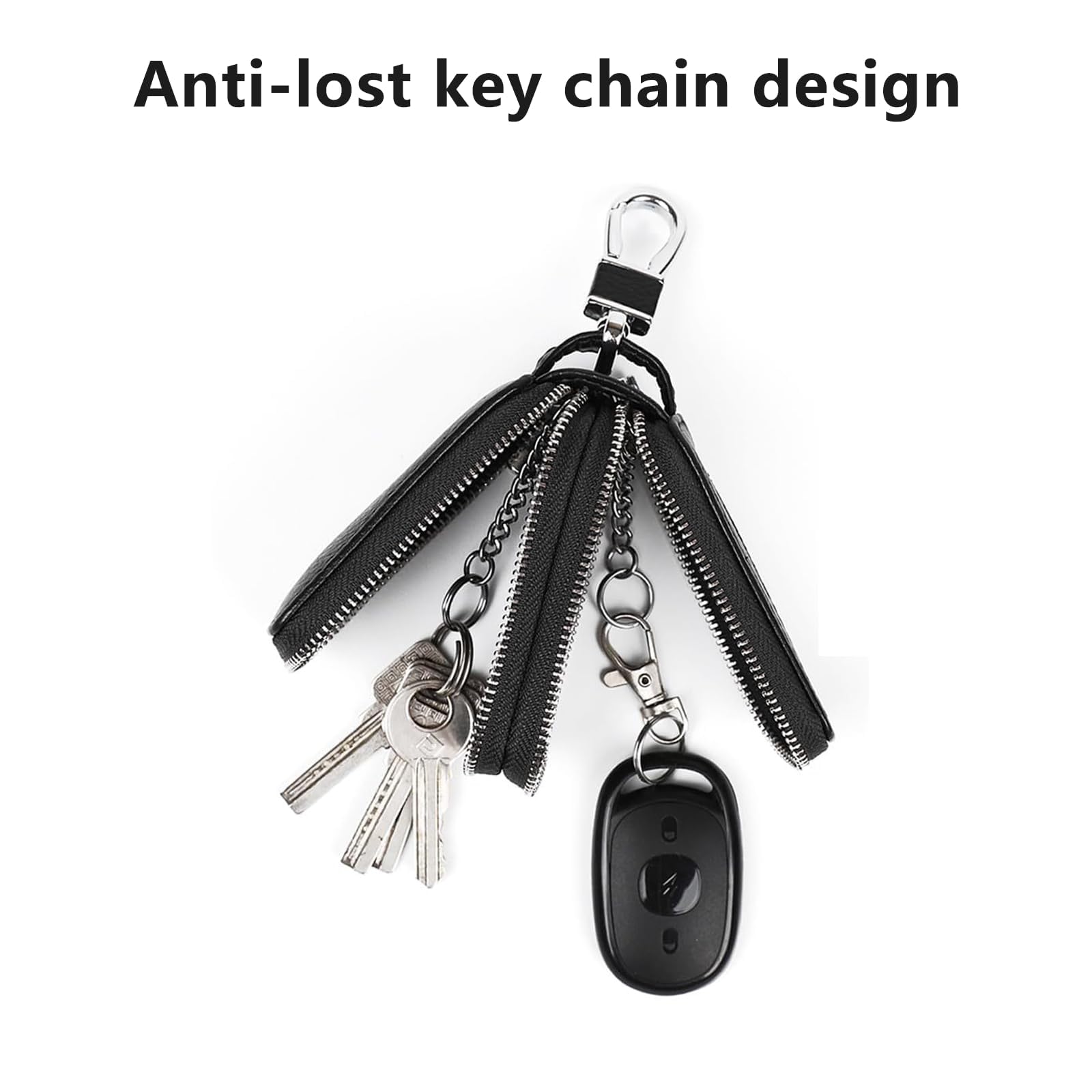 STHIRA Car Key Holder for Car and House Keys with Double Layer Organizer and 5.5x9cm PU Case