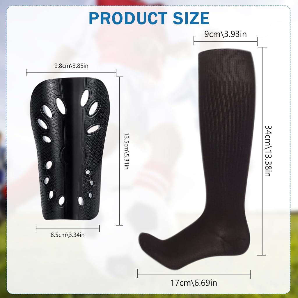 Proberos Shin Guards for Kids with EVA Padded Protection and 13.3 in Knee Socks | Black