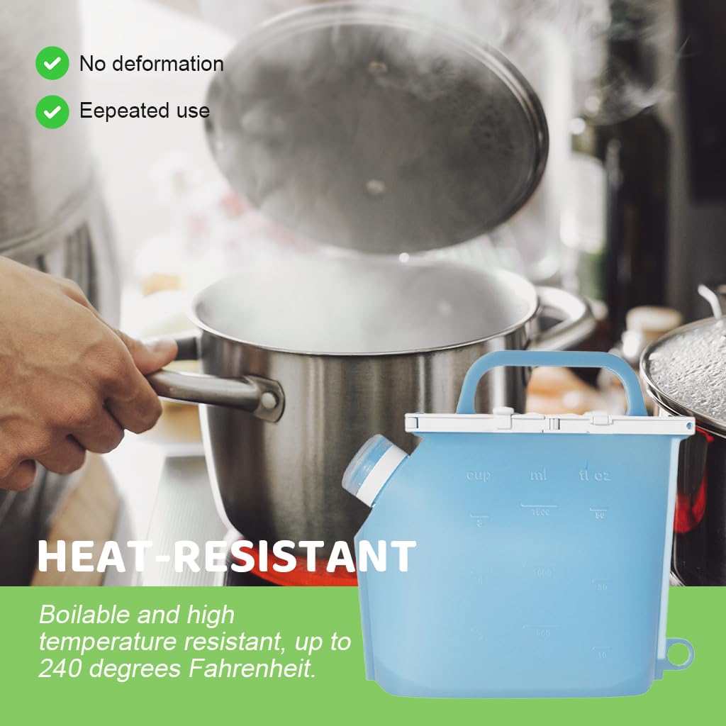 ZIBUYU Silicone Food Storage Container 1500ml for Kitchen Use with Wide Pour Nozzle & Handle | BPA-Free Leak-Proof Freezer Bag