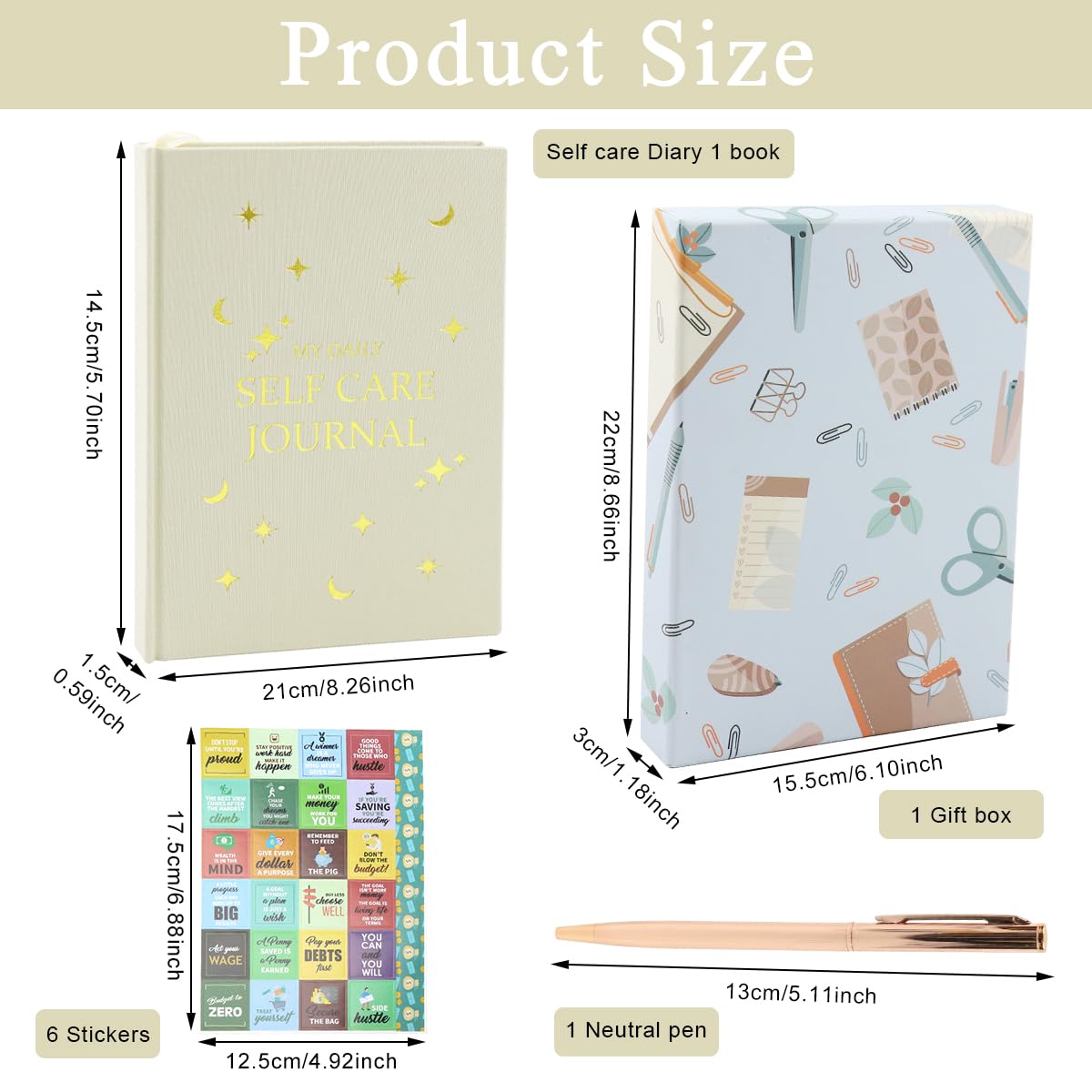 Climberty Self Love Gratitude Journal for Daily Reflection with 6 Sticker Sheets and 160 Pages