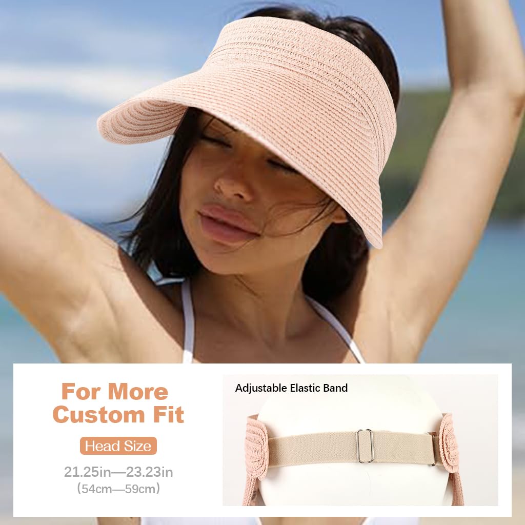 PALAY Straw Cap for Women with Wide Brim and Packable Design in Pink 3PCS | Lightweight Summer Hat