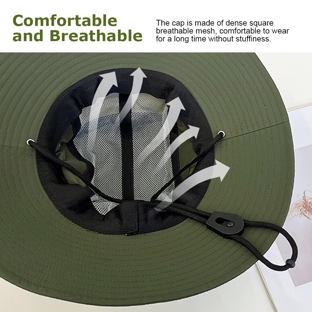 GUSTAVE Sun Hat for Hiking and Gardening with 11 in Neck Flap and Mesh Face Cover | Breathable Cotton UV Protection