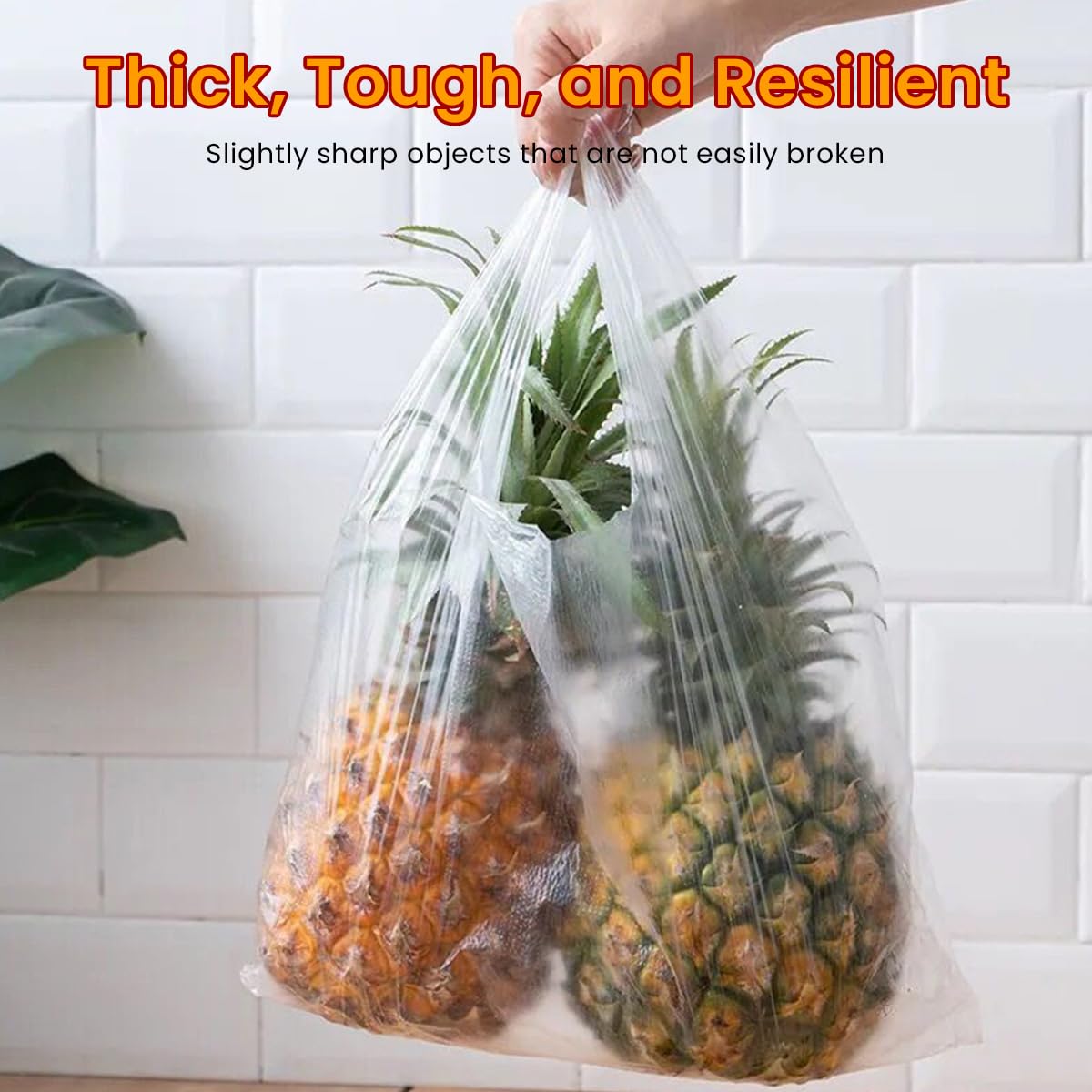 Supvox Food Bags for Meat and Groceries featuring Tear Off Handles and 100 Count 30x35cm PE