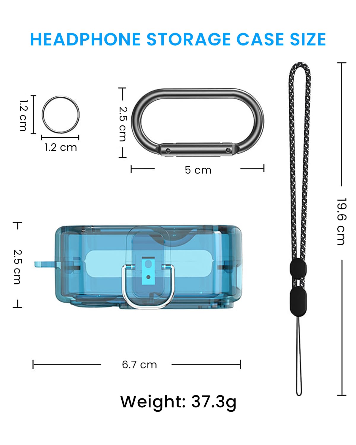ZORBES PC Cover for Nothing Ear 2 Charging Case with Safety Lock and Lanyard | Semi‑Transparent Blue Protective Shell