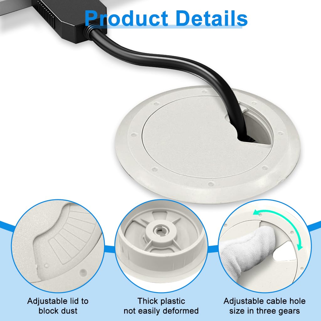 Serplex Desk Grommets for Office Cable Management featuring Multi Slot Design 2.36 in White