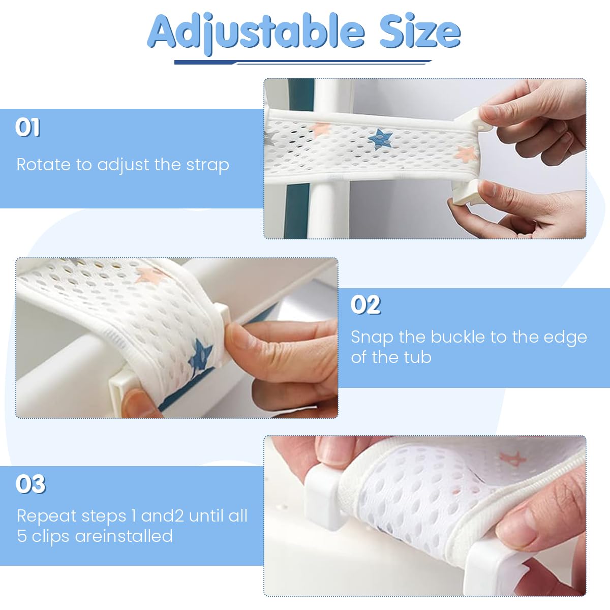 SNOWIE SOFT Baby Bath Sling for 6–24 Months with 5‑Point Safety Straps and Quick‑Dry Mesh