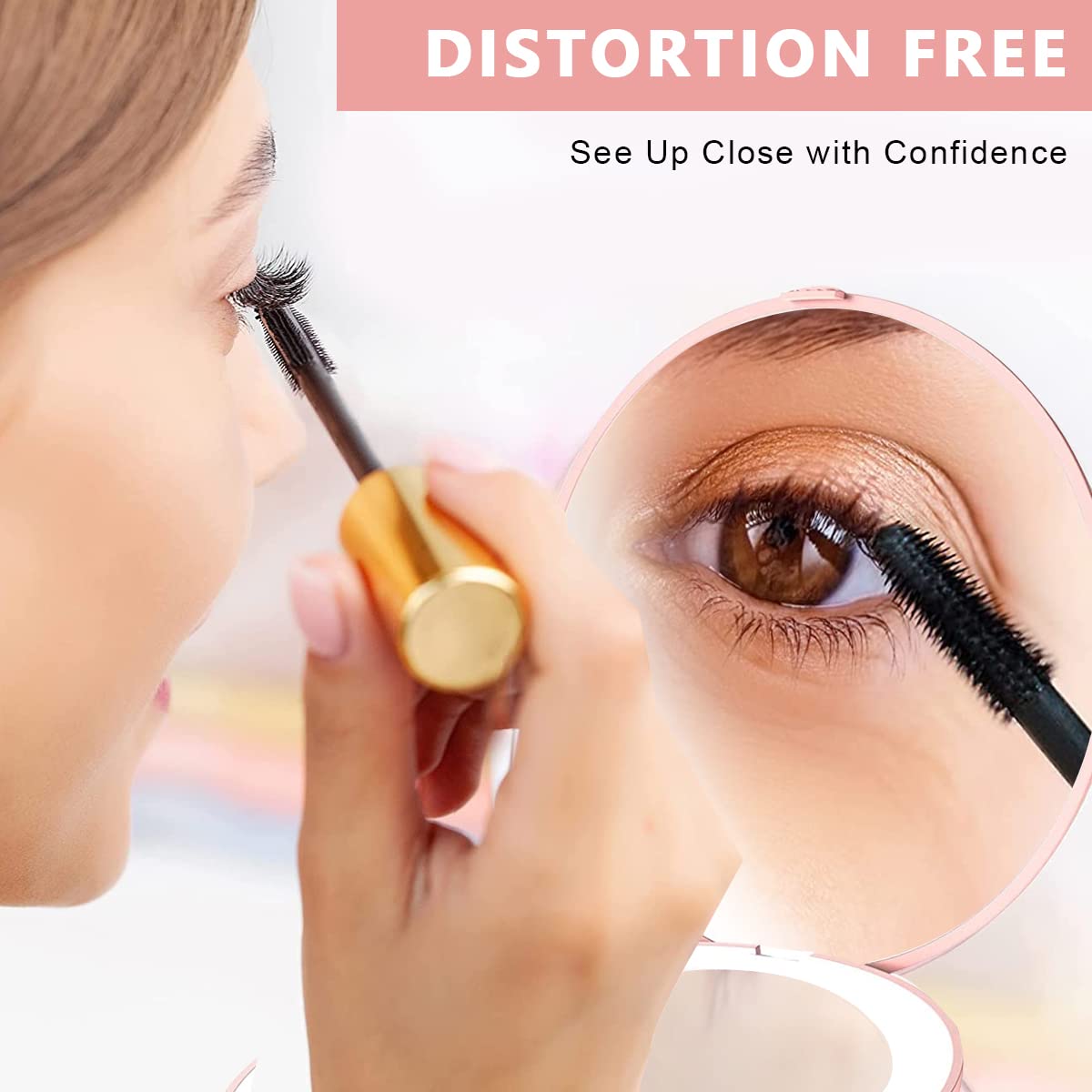 MAYCREATE Pocket LED Mirror for Makeup Touch Ups with 10X Magnification and 3.5 in Double Side Design