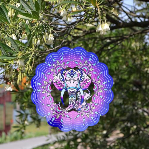 HASTHIP Rotation Garden Decoration Hanging Ornament 12 Inches Shining  Dazzling  Anti-bird Reflective Garden Decoration Double Side Glare Bird Scare Reflective Wind Ornament