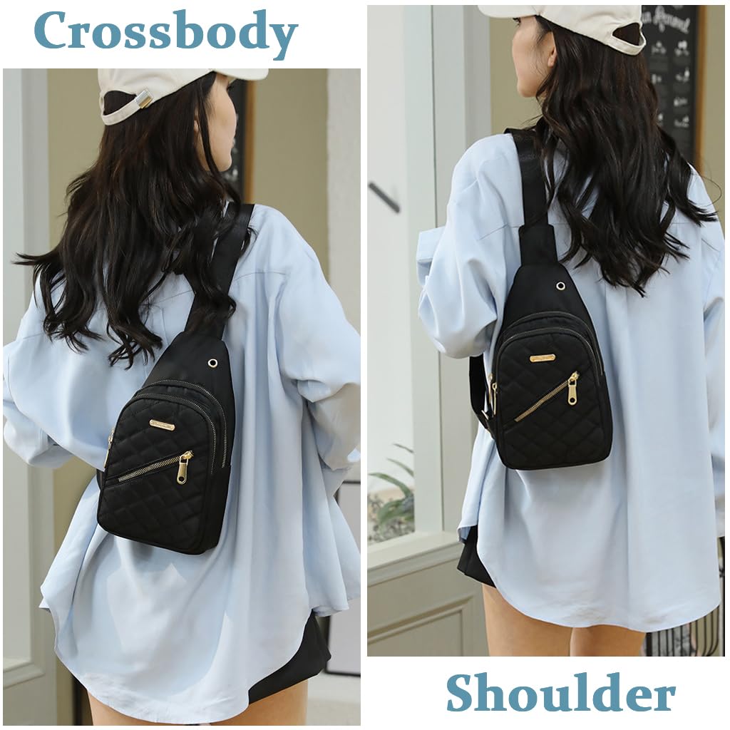 PALAY® Crossbody Bag for Women Sling Bag for Women Crossbody Bag for Women Phone Bag Oxford Cloth Stylish Black Chest Bag Versatile Fashion Sling Bag Travel Shoulder Bags