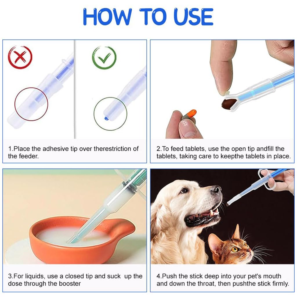 ZIBUYU Pet Medicine Syringe for Tablets and Liquids with Soft Silicone Nozzles | 2 Pack