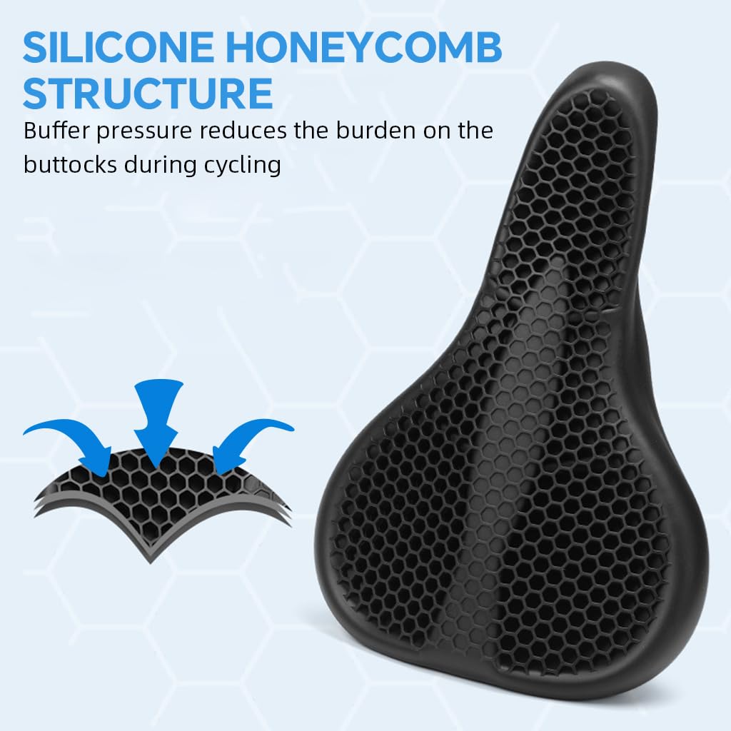 Proberos Bicycle Saddle Cover for Road and Mountain Bikes with Honeycomb Cushion | 40% Shock Absorption Silicone